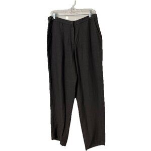 EILEEN FISHER Side Tab Slim Pants Sz S ‎ Heavy Linen Full Length Trouser  Java